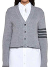 4 Bar Cable Wool Crop Cardigan Grey - THOM BROWNE - BALAAN 3