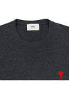 Men's Mini Heart Logo Merino Wool Knit Top Grey - AMI - BALAAN 6