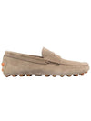 Suede Gommino Bubble Driving Shoes Beige - TOD'S - BALAAN 1