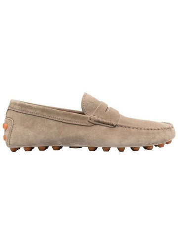 Suede Gommino Bubble Driving Shoes Beige - TOD'S - BALAAN 1