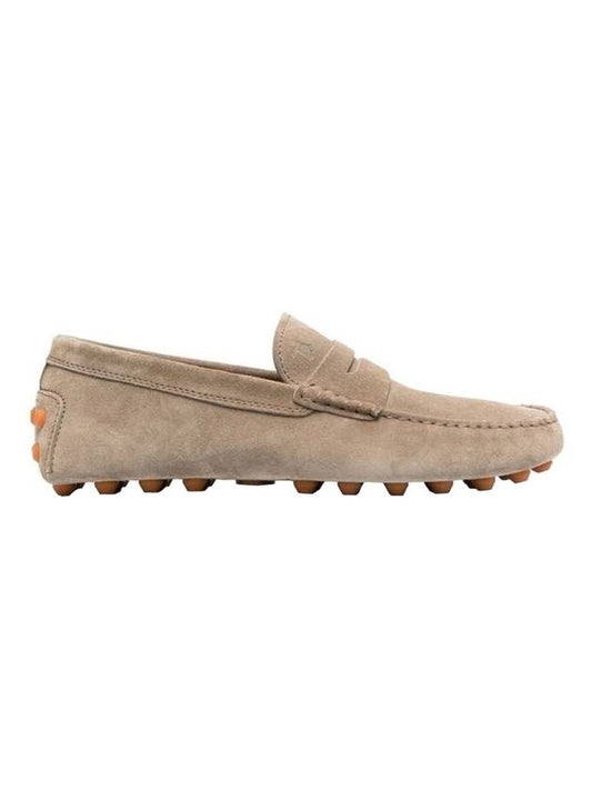 Suede Gommino Bubble Driving Shoes Beige - TOD'S - BALAAN 1