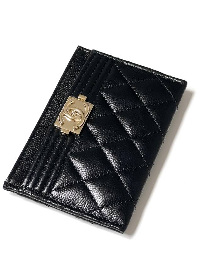 Boy Caviar Card Holder Black Champagne Gold A84431 Classic - CHANEL - BALAAN 3