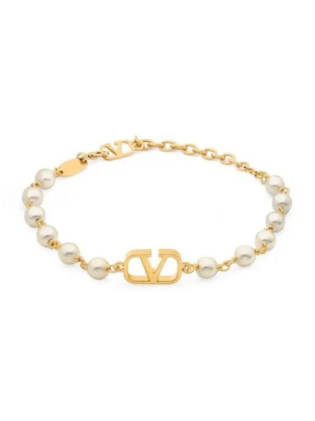 Valentino 4W2J0G16 UXM 23R J0G16 Garavani V logo pearl bracelet - RED VALENTINO - BALAAN 2