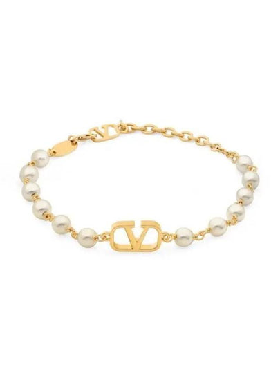 Valentino 4W2J0G16 UXM 23R J0G16 Garavani V logo pearl bracelet - RED VALENTINO - BALAAN 2