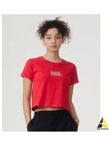 Classic Letter Crop T Shirt Women s Red - REEBOK - BALAAN 1