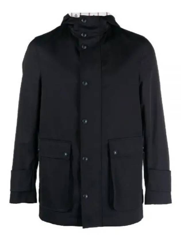 Nylon Tech Snap Front Rain Parka Navy - THOM BROWNE - BALAAN 2