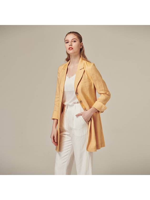 100% linen herringbone summer long jacket yellow - RS9SEOUL - BALAAN 1