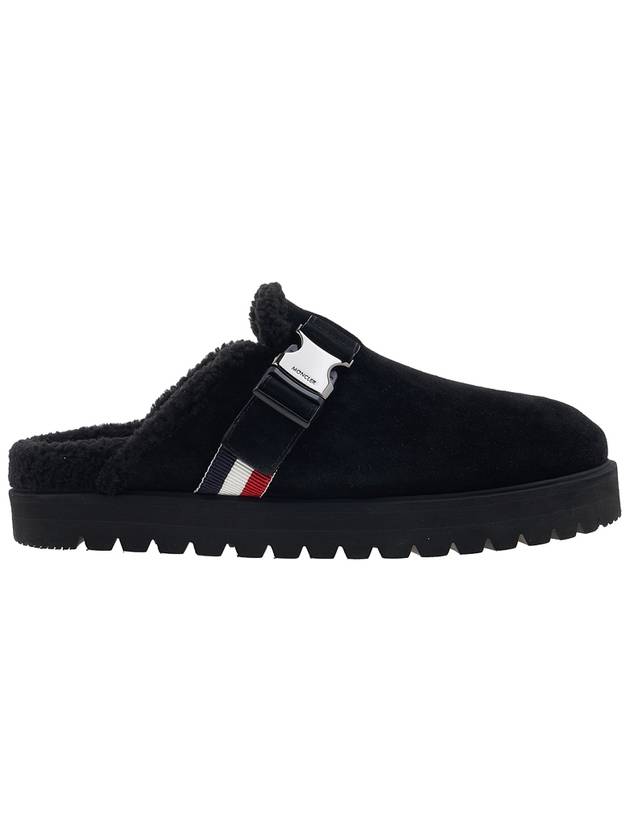 MON Suede Slippers Black - MONCLER - BALAAN.