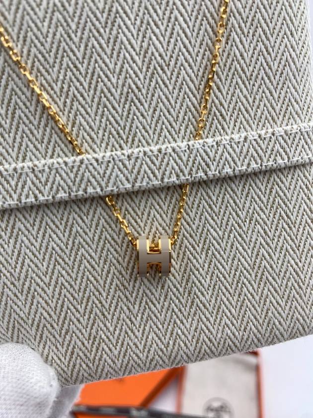 Mini Pop H Pendant Necklace Gold Marron Glace - HERMES - BALAAN 3