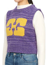 Logo Graphic Cropped Wool Vest Purple - GANNI - BALAAN 3