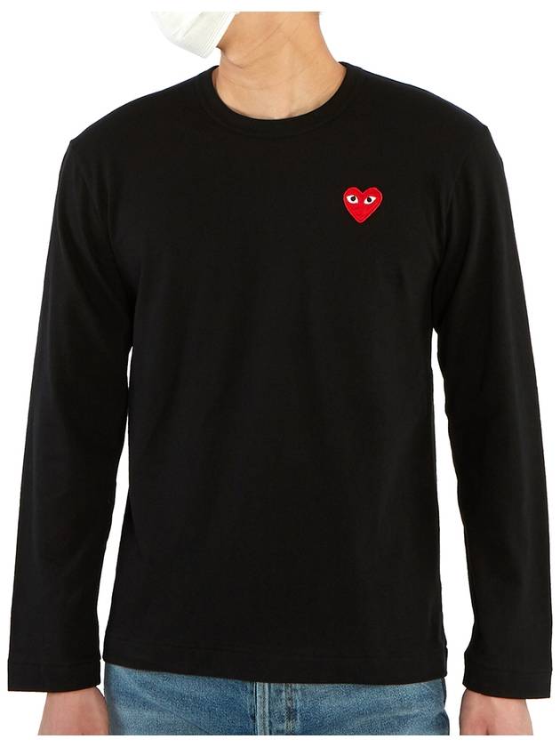 Red Heart Wappen Long-Sleeve T-Shirt Black  P1 T118 1 - COMME DES GARCONS - BALAAN 6