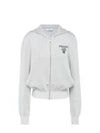 Logo Cashmere Zip Up Hoodie Grey - PRADA - BALAAN 2