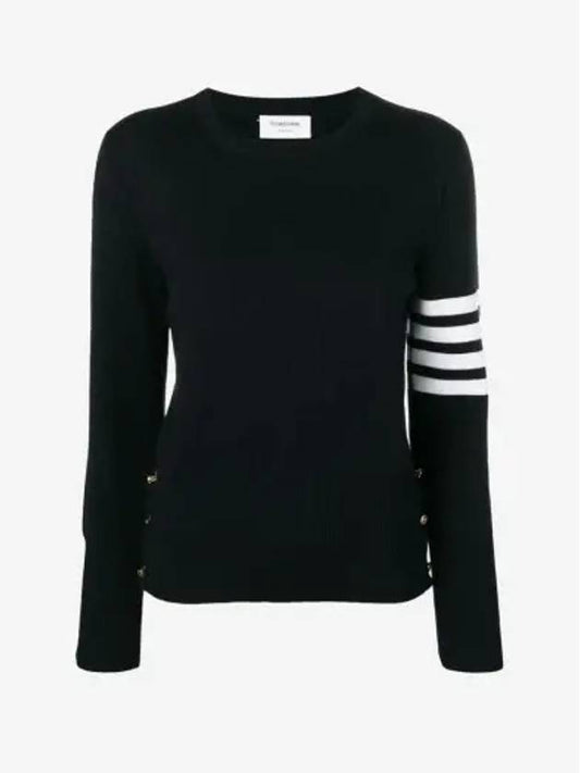 4-Bar Milano Stitch Crew Neck Knit Top Navy - THOM BROWNE - BALAAN 2