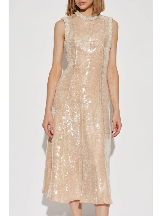 Self Portrait Sequin Dress With Pearl Appliqués, Women's, Cream - SELF PORTRAIT - BALAAN 3