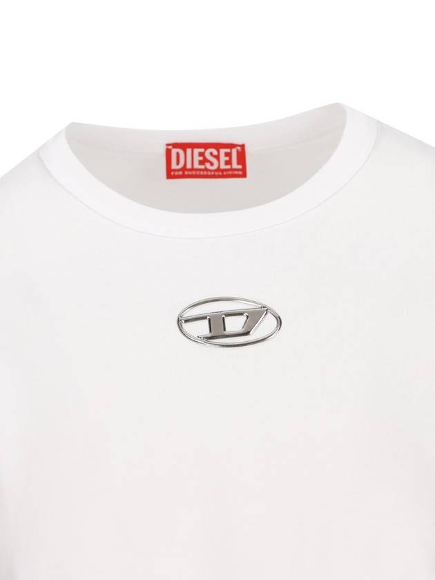 Metallic Logo Short Sleeve T-Shirt White - DIESEL - BALAAN 4