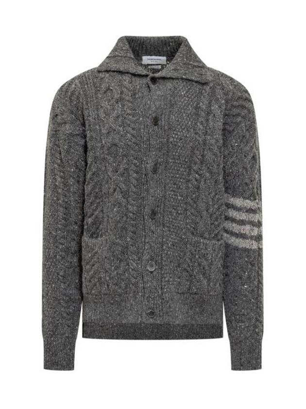 4-Bar Arm Band Knit Cardigan Grey - THOM BROWNE - BALAAN 2