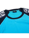 FF Raglan Short Sleeve T-Shirt Blue - FENDI - BALAAN 4