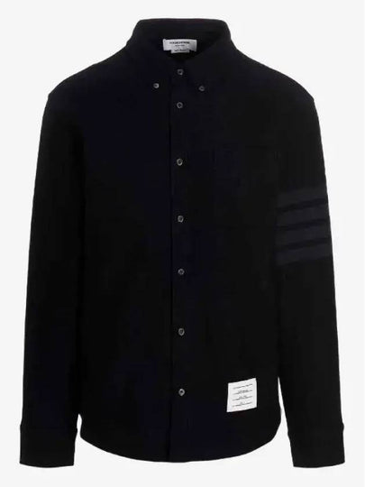 Men's 4 Bar Tech Twill Button Down Long Sleeve Shirt Navy - THOM BROWNE - BALAAN 2