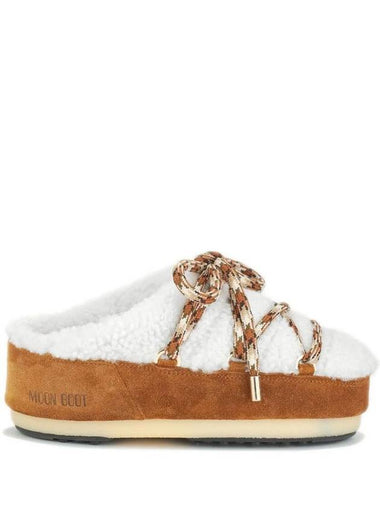 Faux Shearling Lace Up Mule White Brown - MOON BOOT - BALAAN 1