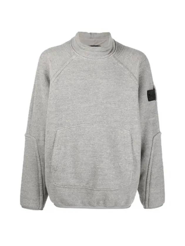 Logo Patch Mock Neck Sweatshirt Grey - STONE ISLAND - BALAAN 3