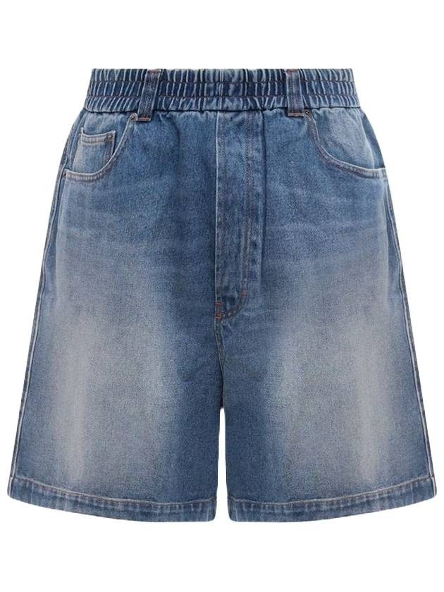 Wide Leg Denim Bermuda Shorts Blue - AMI - BALAAN 1