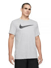 Swoosh Dri Fit Cotton Short Sleeve T-Shirt Grey - NIKE - BALAAN 1