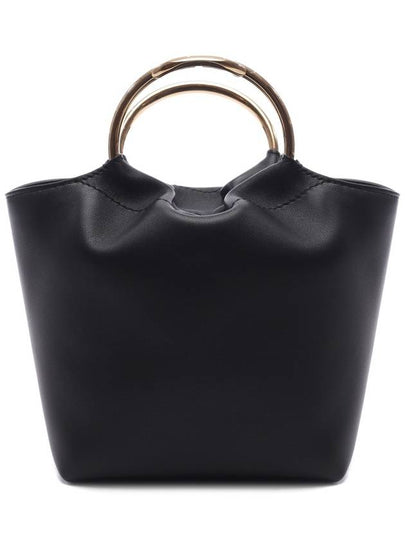 V Logo Leather Tote Bag Black - VALENTINO - BALAAN 2