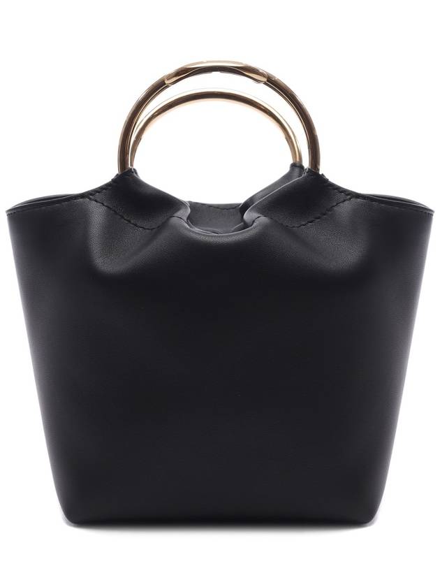 V Logo Leather Tote Bag Black - VALENTINO - BALAAN 3