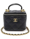 AP2198 Black Lambskin Gold CC Logo Small Chain Cosmetic Vanity Case 2WAY 31st Unit - CHANEL - BALAAN 1