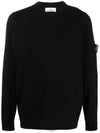 Wappen Patch Crew Neck Cotton Knit Top Black - STONE ISLAND - BALAAN 2