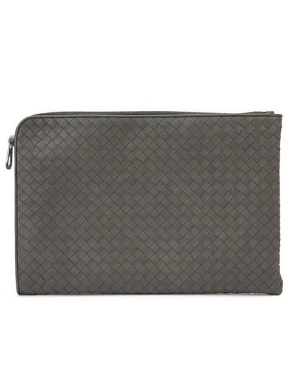 Intrecciato Weaving Zipper Medium Clutch Bag Brown - BOTTEGA VENETA - BALAAN 2