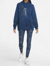 Logo Icon Clash Women s Overfit Brushed Hoodie Blue - NIKE - BALAAN 3