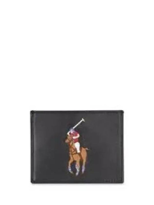 Savings Cow Leather Pony Card Case Black - POLO RALPH LAUREN - BALAAN 1