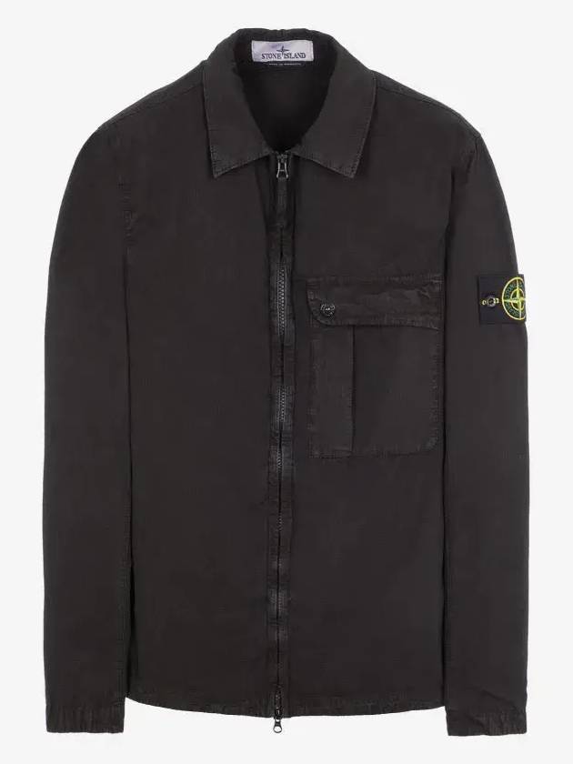 Old Treatment Garment Dyed Overshirt Jacket Black - STONE ISLAND - BALAAN 2