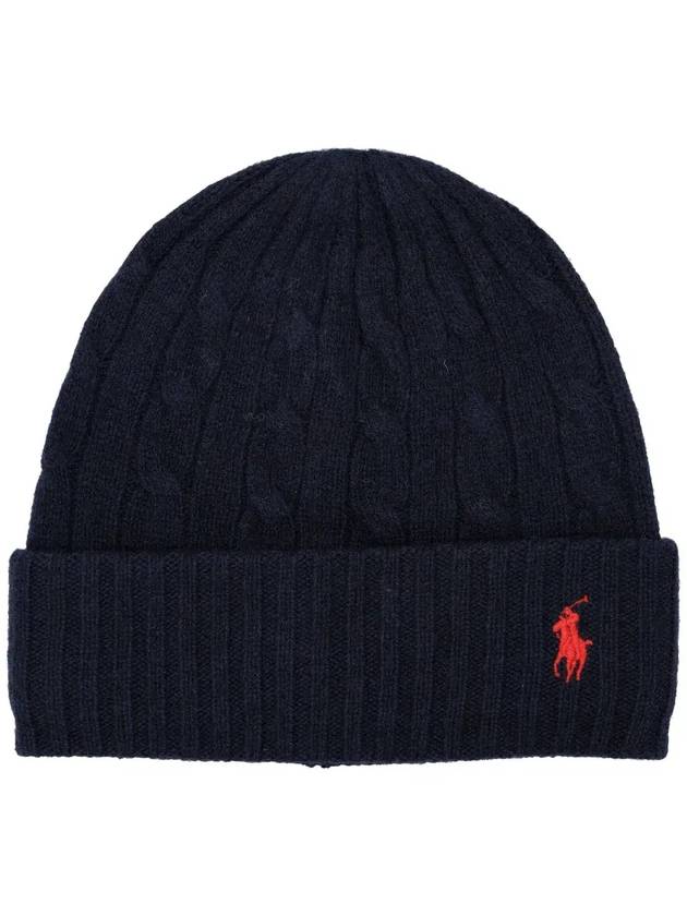 Cable Knit Beanie Navy - POLO RALPH LAUREN - BALAAN 1