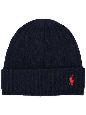 Cable Knit Beanie Navy - POLO RALPH LAUREN - BALAAN 1