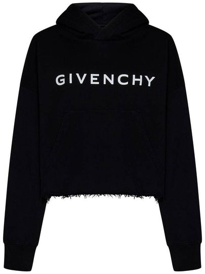 Women's Archetype Crop Fleece Hoodie Black - GIVENCHY - BALAAN 2