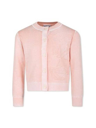 Kids Debossed EKD Cotton Cardigan Dusty Pink - BURBERRY - BALAAN 1