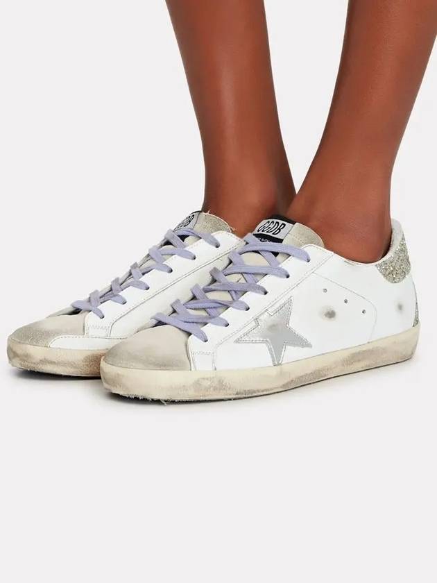 Superstar Glitter Tab Leather Low Top Sneakers Silver White - GOLDEN GOOSE - BALAAN 2