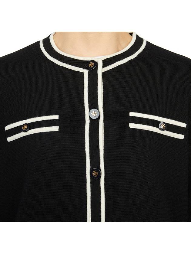 Kendra Button-Up Crew Neck Cardigan Black - TORY BURCH - BALAAN 11