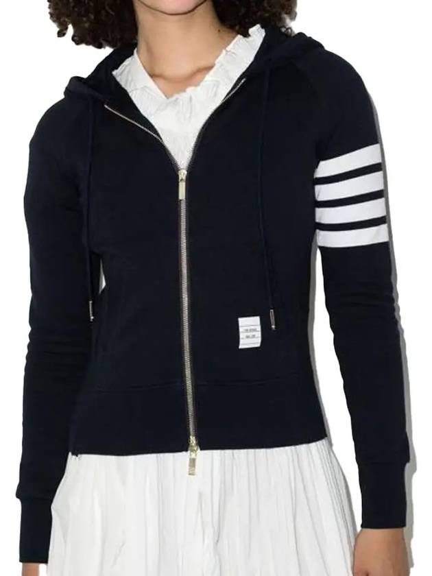 Engineered 4-Bar Stripe Loopback Jersey Knit Zip Up Hoodie Navy - THOM BROWNE - BALAAN 5