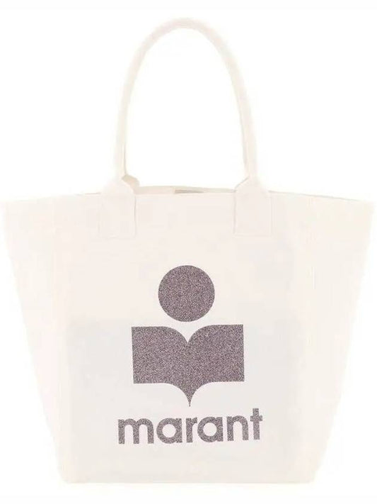 Women's Yenky Glitter Logo Tote Bag White - ISABEL MARANT - BALAAN 2