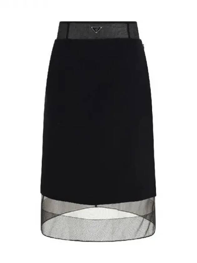 Triangular logo sheer midi skirt 271025 - PRADA - BALAAN 1