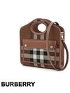 Mini Knit Check Leather Pocket Tote Bag Brown - BURBERRY - BALAAN 3