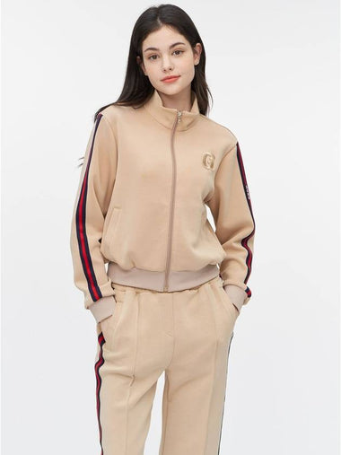 Rat logo side color combination track zip-up beige - GOXO - BALAAN 1