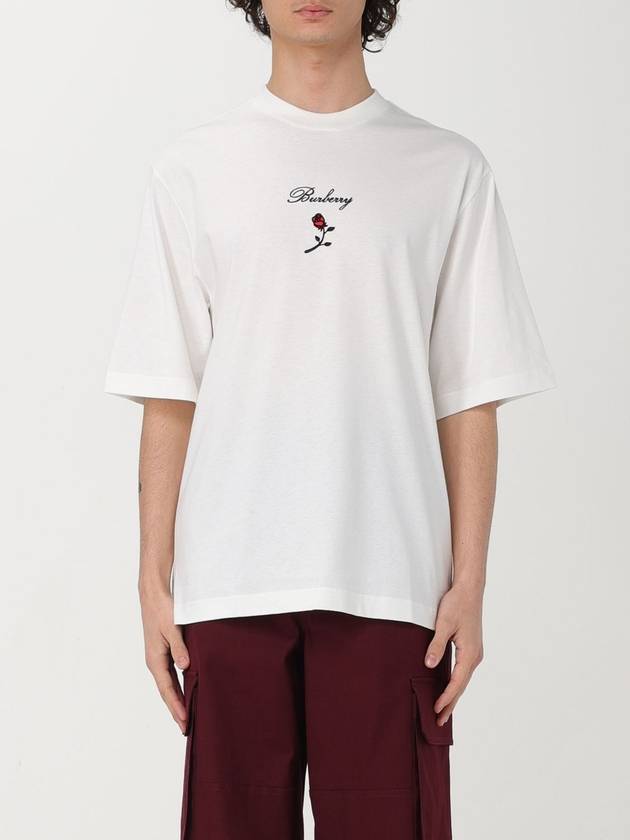 Rose Embroidered Logo Short Sleeve T-shirt White - BURBERRY - BALAAN 2