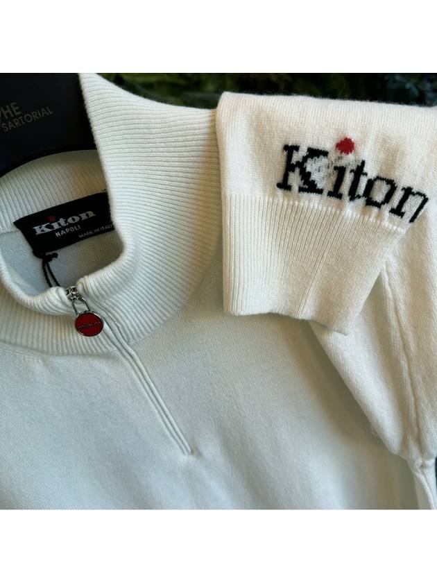 Logo Zip Up Sweatshirt White - KITON - BALAAN 5