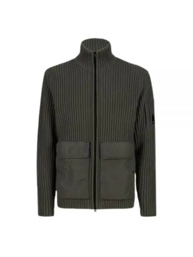 Lambswool Chrome Blend Zip-Up Cardigan Green - CP COMPANY - BALAAN 2