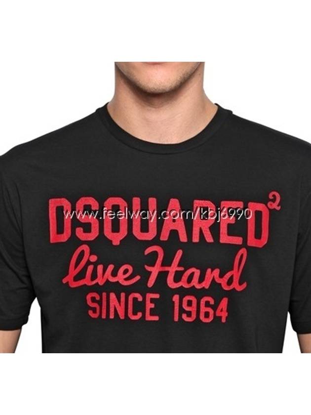 Men's Live Hard Logo Short Sleeve TShirt Black S71GD0131 - DSQUARED2 - BALAAN 2