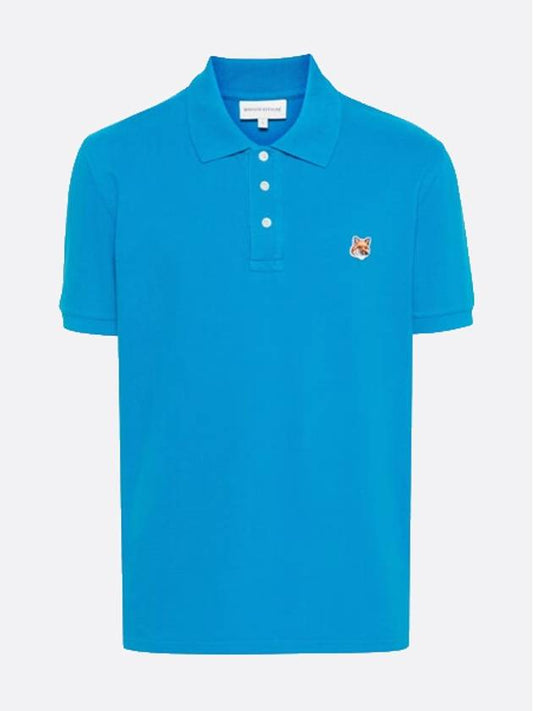 Fox Head Patch Cotton Polo Shirt Blue - MAISON KITSUNE - BALAAN 2